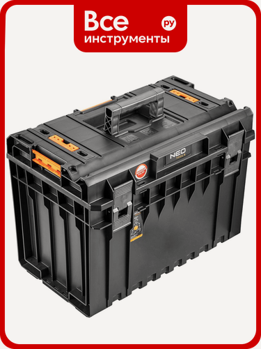 Изображение товара Модульный ударопрочный ящик NEO Tools 450, черный, для электроинструмента и аксессуаров, с ручкой