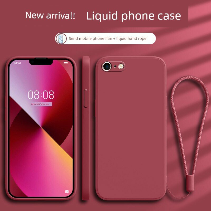 Защитное стекло для iPhone 6s Гора-розовый с совместимым силиконовым шнуром, полная защита для iPhone 6s