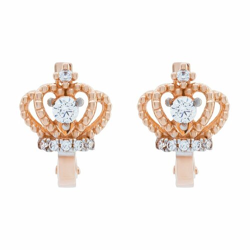 фото Серьги diamant online, красное золото, 585 проба, фианит, длина 1.25 см, , прозрачный