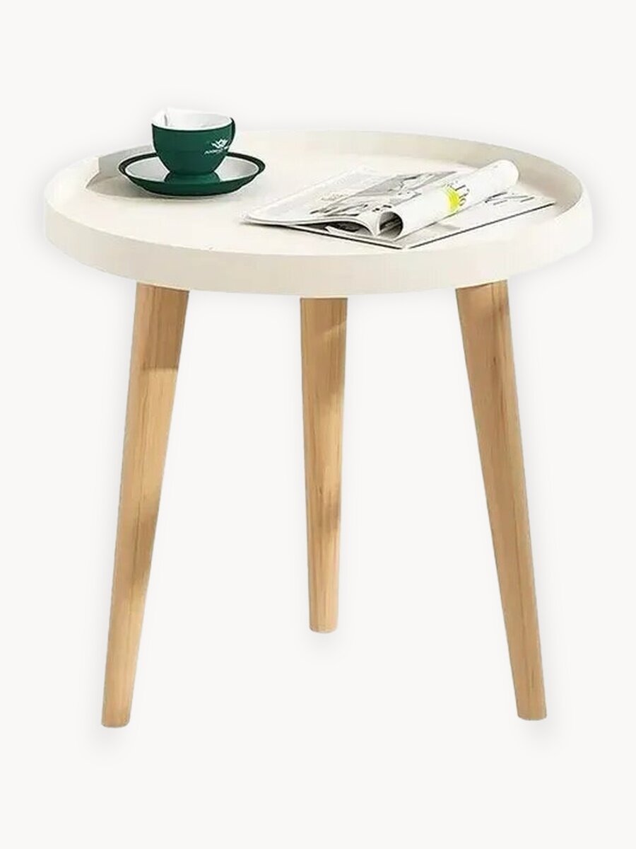 Круглый журнальный столик/40*40*44cm /Ножки из букового дерева