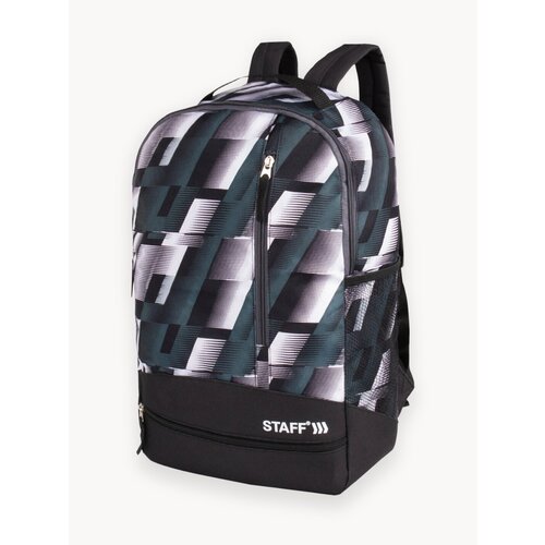 Рюкзак женский мужской, школьный спортивный городской, для подростка черный серый, 3 кармана, 45х27х12 см, Staff Strike, 270784