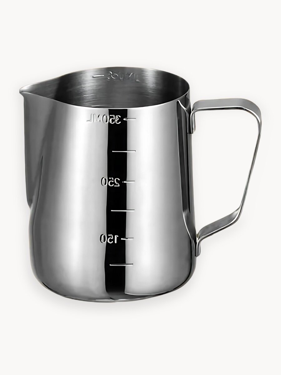 Питчер для молока 350 мл, нержавеющая сталь, мерный кувшин с носиком для латте-арта