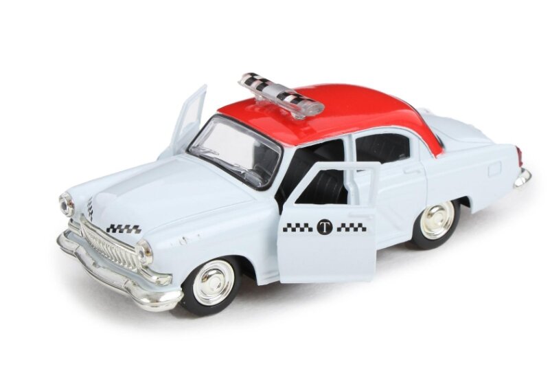 Машинка игрушка ГАЗ-21 Волга Такси металлическая масштаб 1:43 с открывающими дверями — фото 1