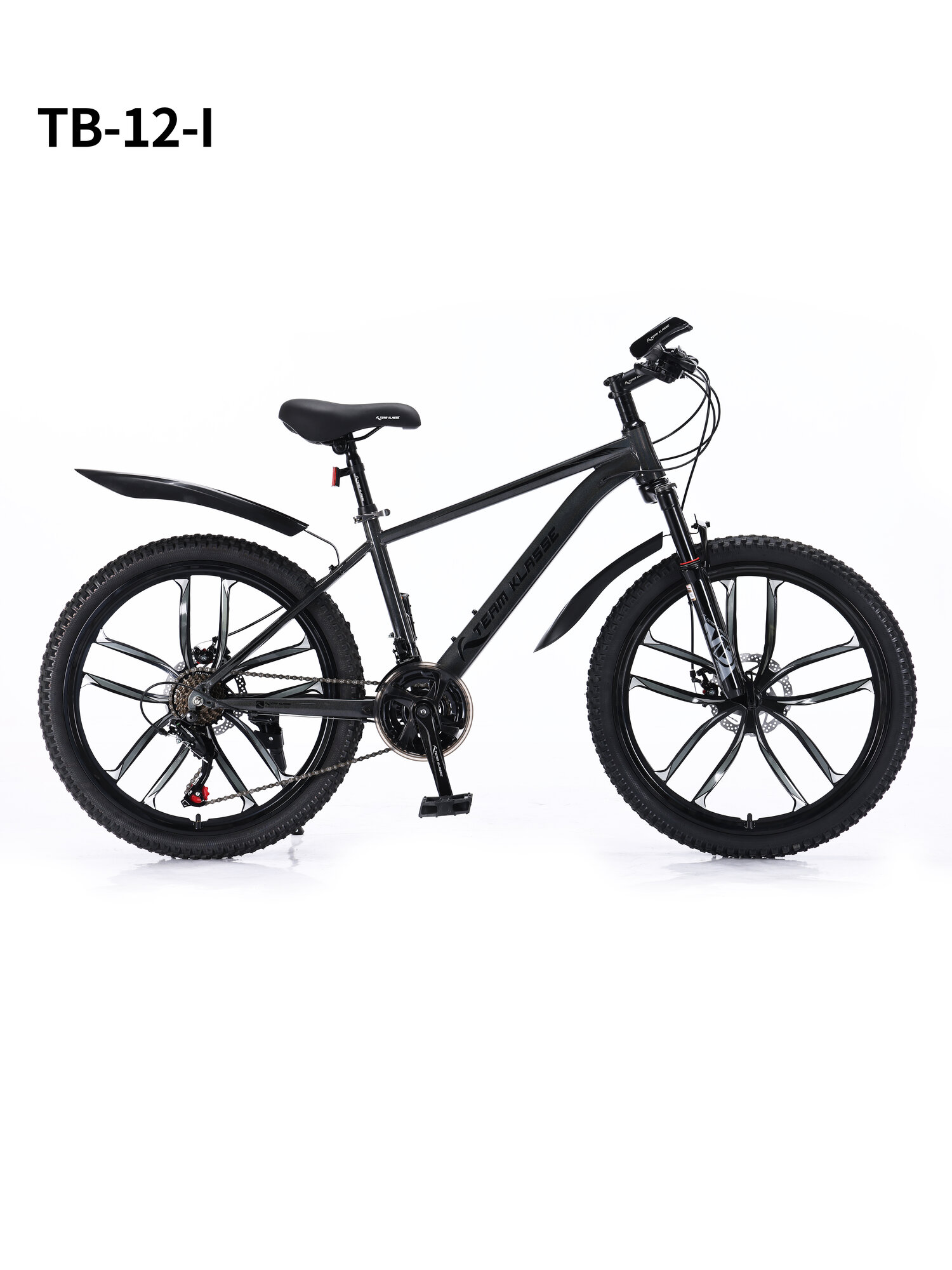 Велосипед Team Klasse TB-12-I, стальной, горный, 24 дюйма, 21 скорость, темно-серый