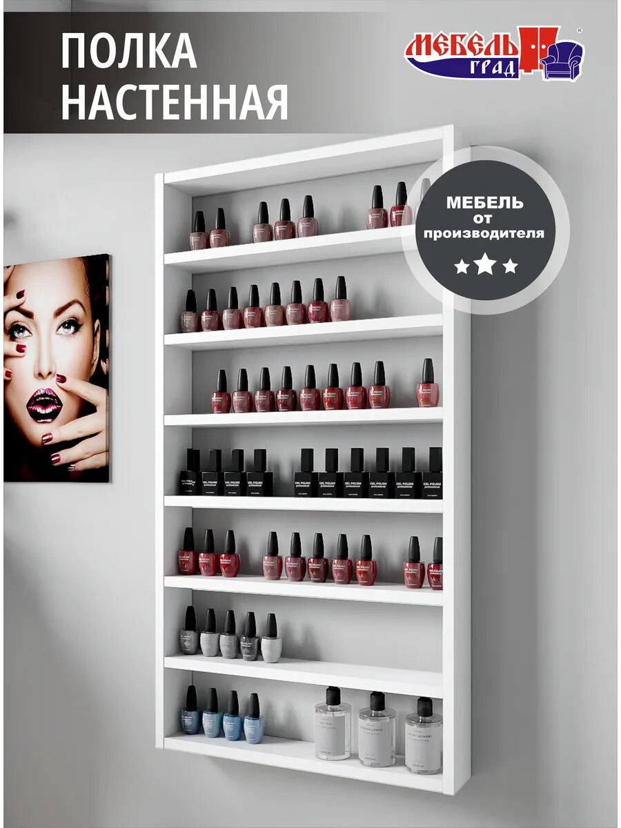 Полка маникюрная настенная для гель-лаков Эко