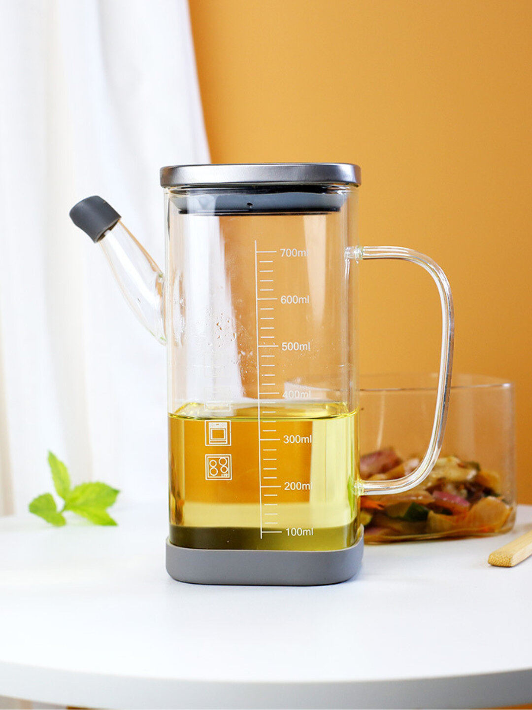 Стеклянная бутылка, для масла и соуса, с дозатором, прозрачная, 700мл — фото 1