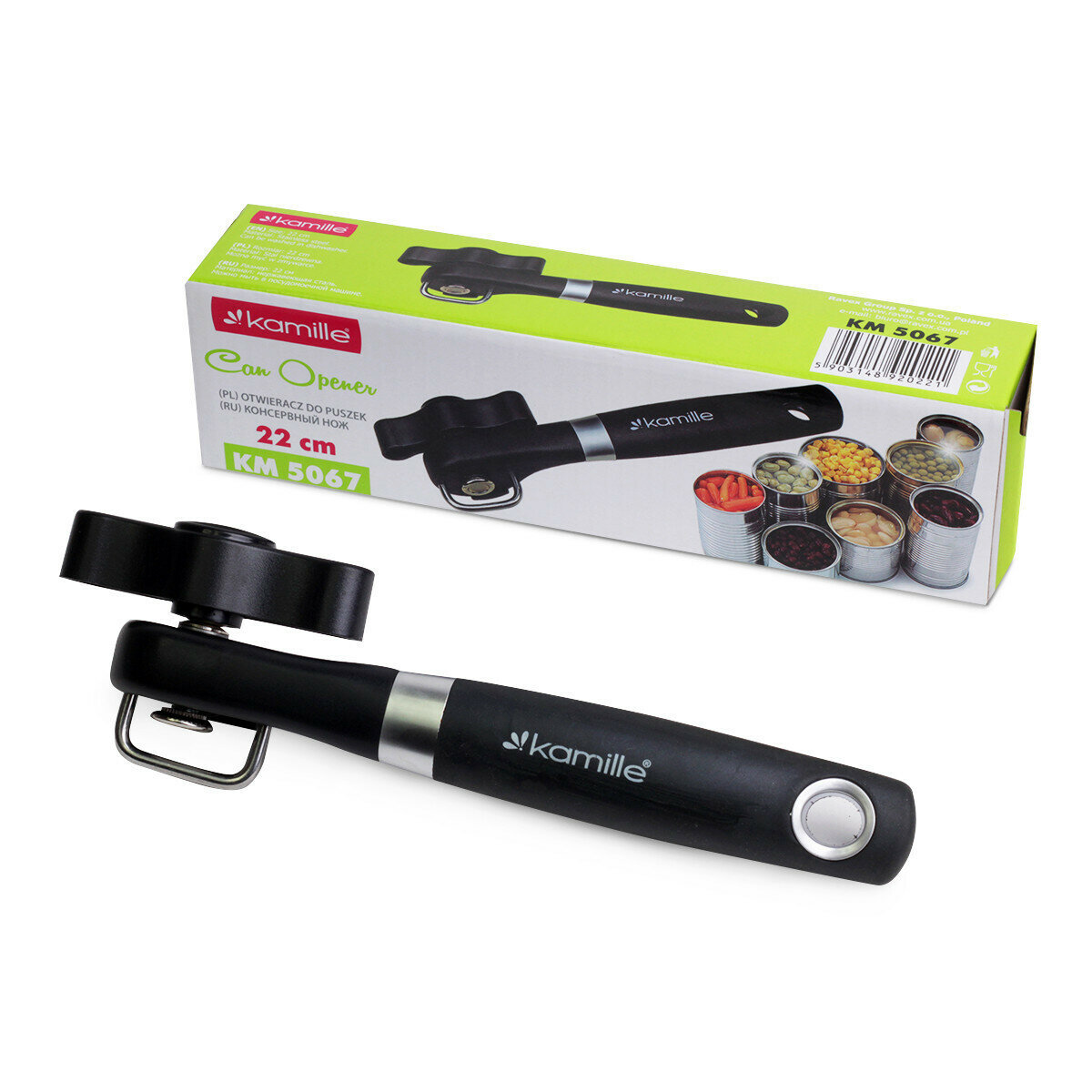 Нож консервный нерж./пласт. 22см Kamille
