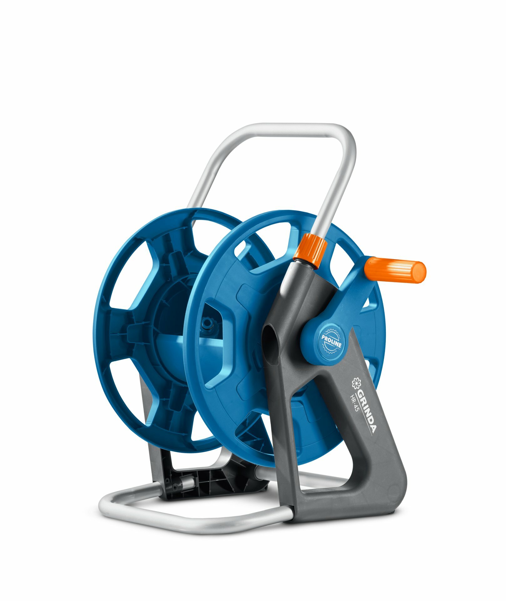 Катушка для шлангов GRINDA HR-45 стальные опоры пластиковый барабан 45м x 1/2″ и 20м х 3/4″ ProLine