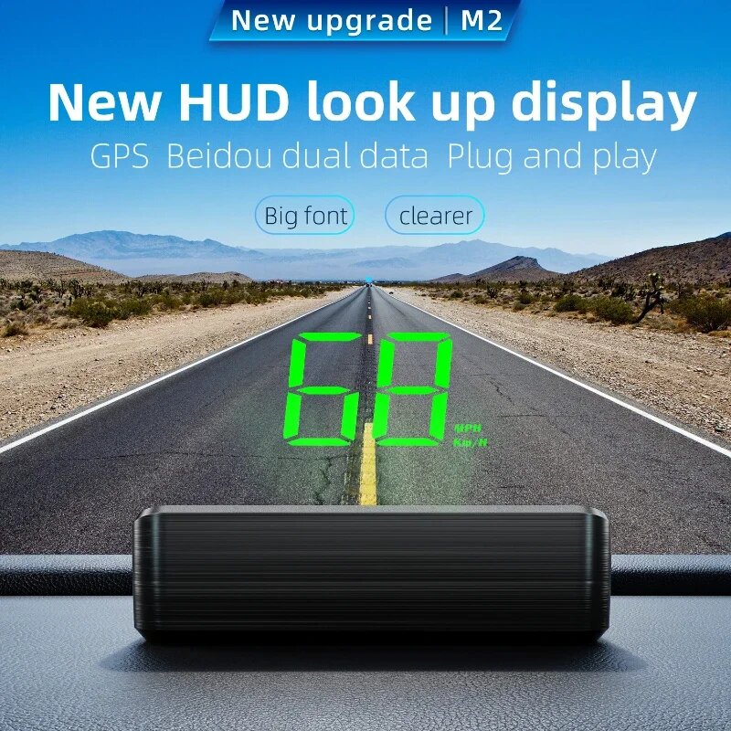 Изображение Автомобильный спидометр Xiaomi HUD, головной дисплей, цифровой спидометр, проектор на лобовом стекле, транспортные средства, грузовик, авто электроника, аксессуары white Kmh