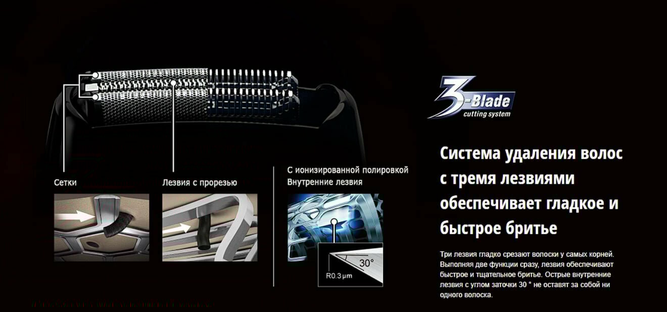 Электробритва Panasonic ES-RT37-S520 с 3 дугообразными сетками — фото 1