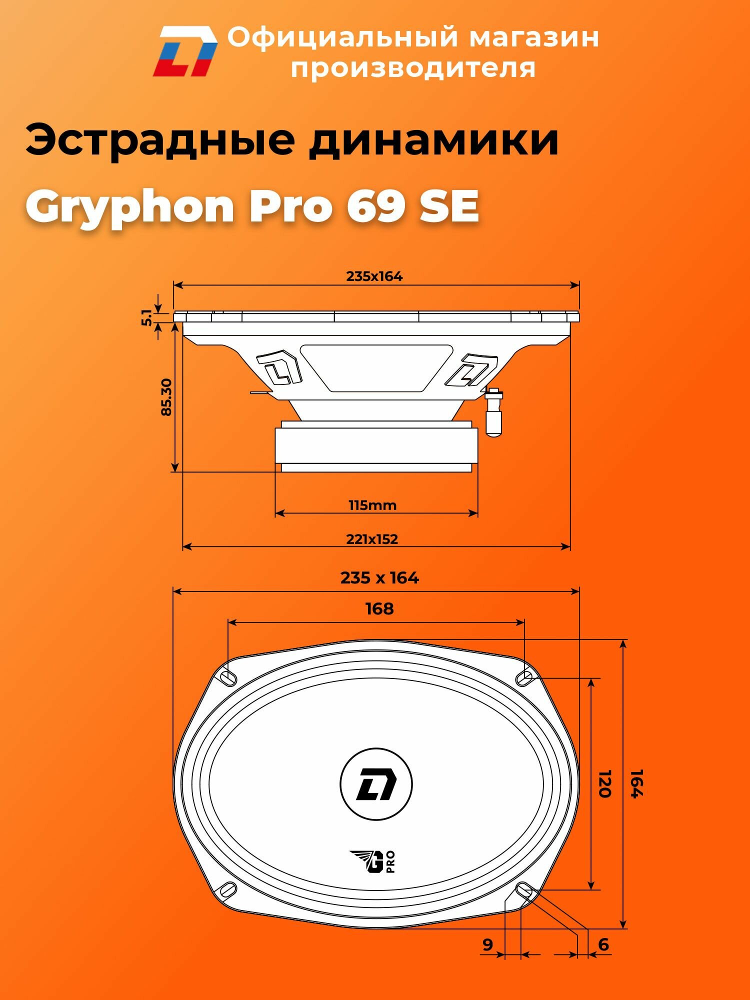 Динамики автомобильные овалы 6x9 DL Audio Gryphon Pro 69 SE пара — фото 1