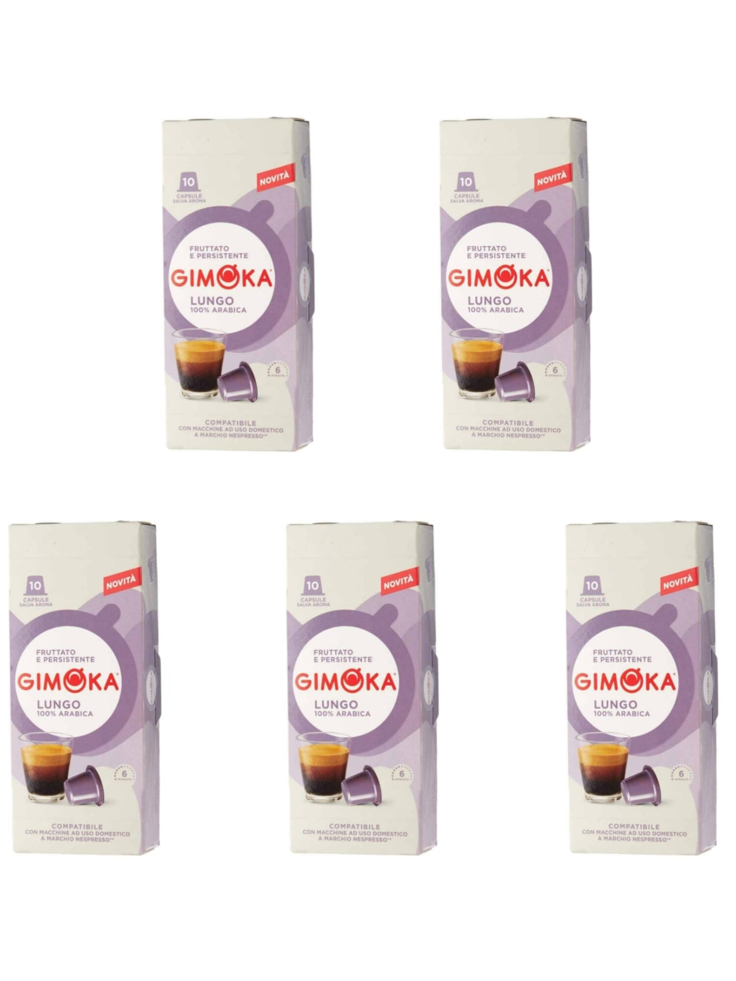 Кофе в капсулах Gimoka Lungo, 5 упаковок по 10 шт