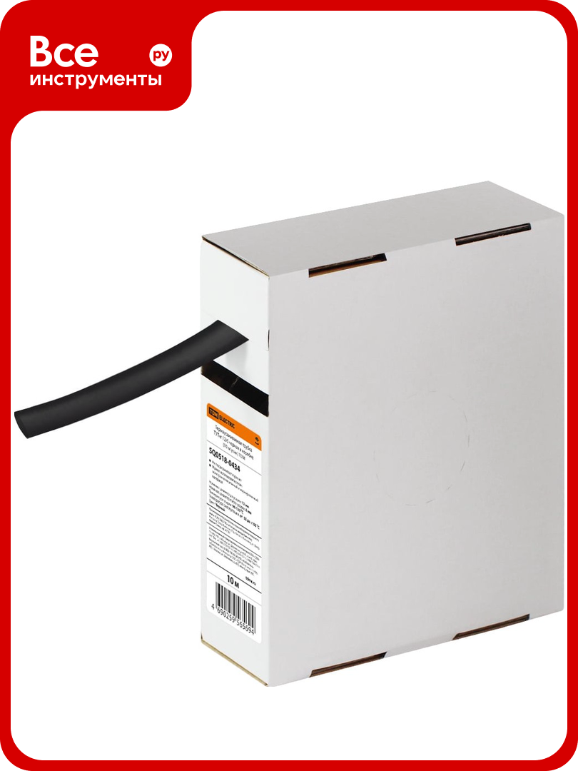 Термоусаживаемая трубка TDM ELECTRIC ТУТнг 12/6 черная в коробке (10 м/упак) SQ0518-0434