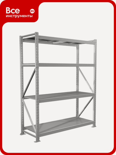 Изображение товара Стеллаж практик MS Pro 200/150x60/4 S31399442458 профессиональный металлический напольный стеллаж с порошковым покрытием