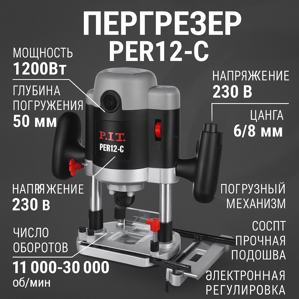 Электрический фрезер P.I.T. МАСТЕР PER 12-C 2100Вт 22000об/мин