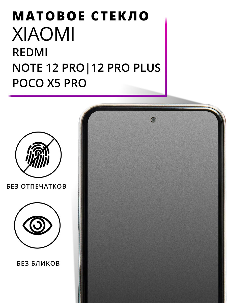 Матовое защитное стекло на Xiaomi Redmi Note 12 Pro, 12 Pro Plus, Poco X5 Pro противоударное антибликовое