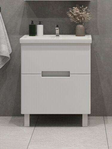 Изображение товара Тумба напольная SanStar Ориана 50 с раковиной Фостер 50 (комплект) для ванной комнаты, белая