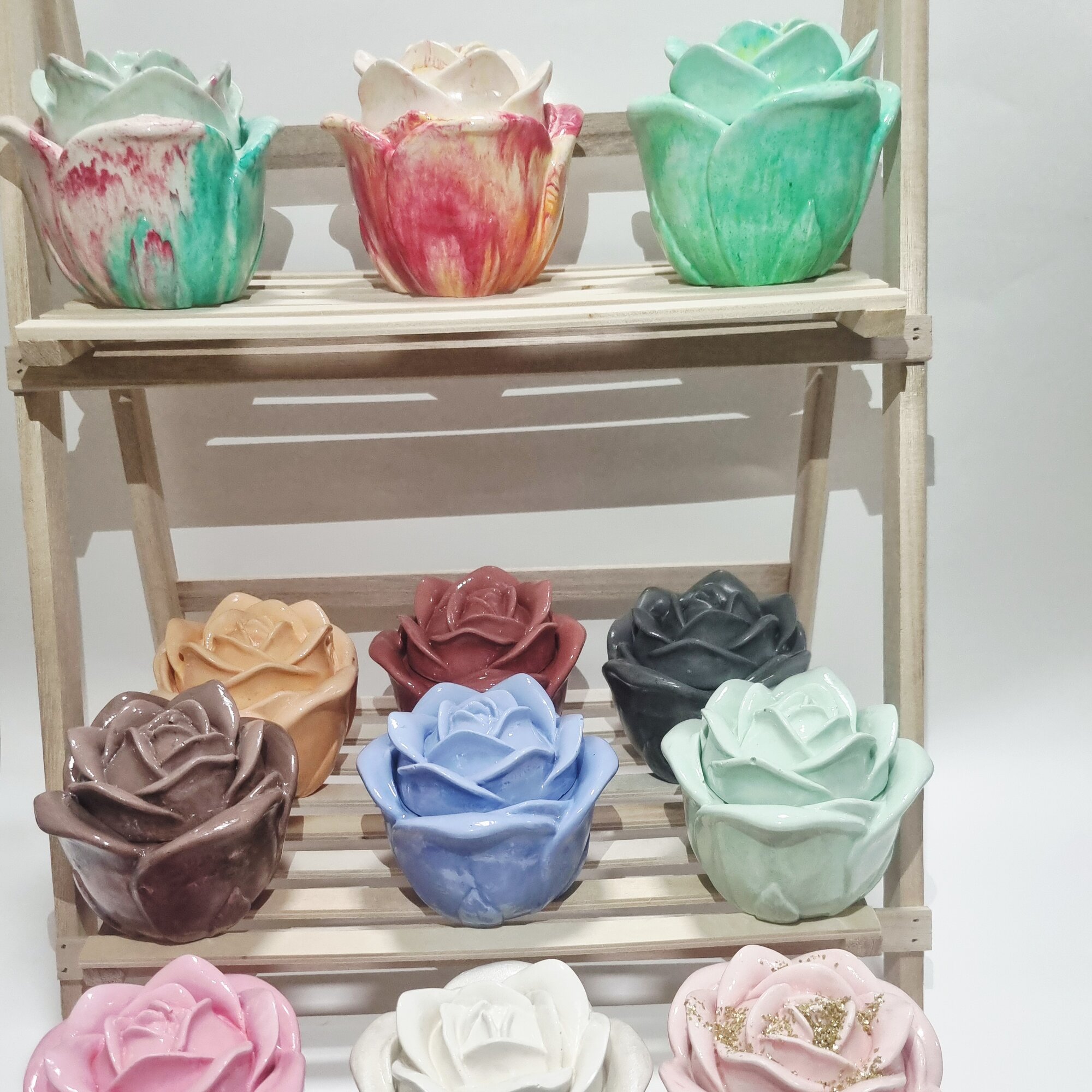 Гипсовая шкатулка "Роза", для украшений, коричневая, фигурная, 9х10,5х10,5 см — фото 1