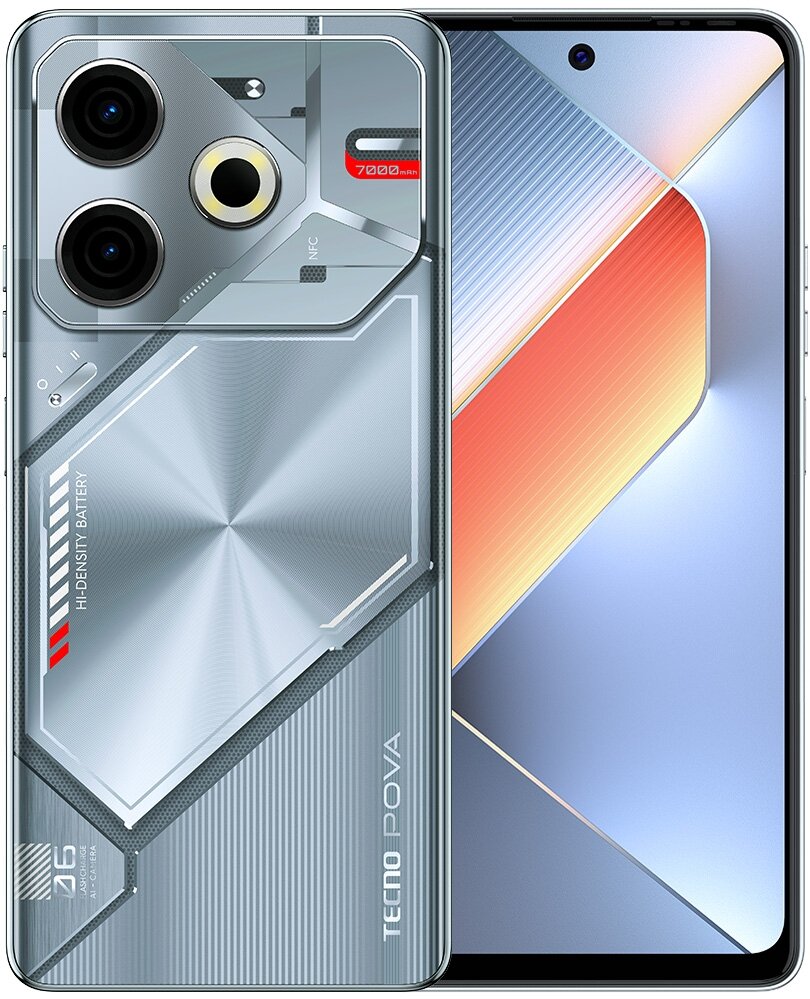 Смартфон Tecno Pova 6 Neo 256Gb 8Gb серебристый 3G 4G 2Sim 6.8" IPS 1080x2460 And14 50Mpix 802.11 a/ — фото 1