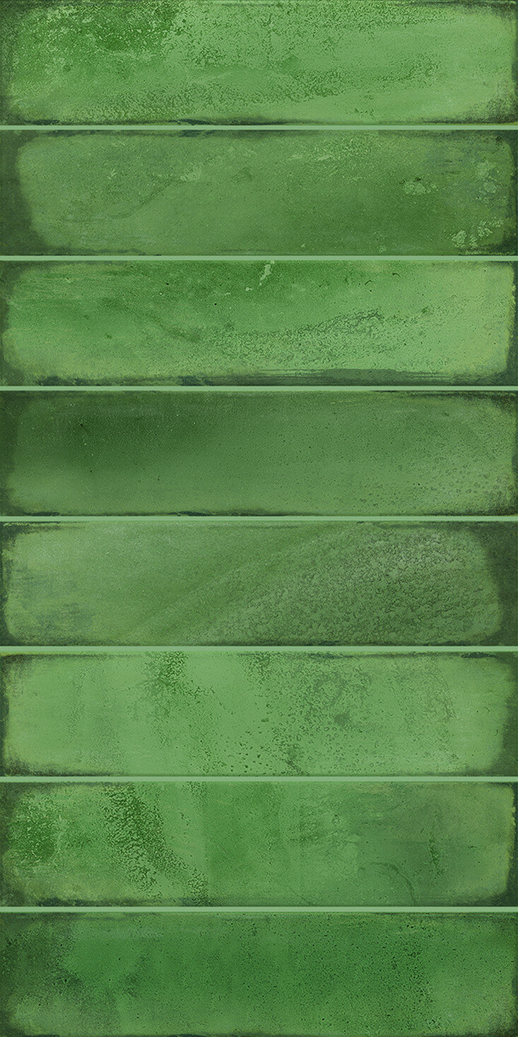Плитка настенная Azori BRICKS GREEN 315x63 см глянцевая зеленая