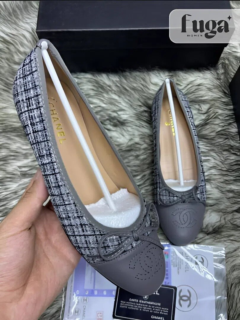 Балетки Chanel линейка, размер 40, серый
