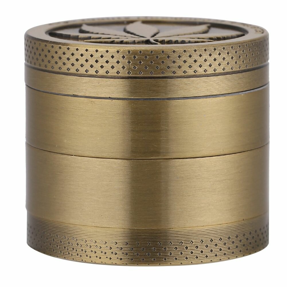 Металлическая мельница для специй с бронзовым листом, измельчитель трав из цинкового сплава, прочная, цветная, для табака и трав