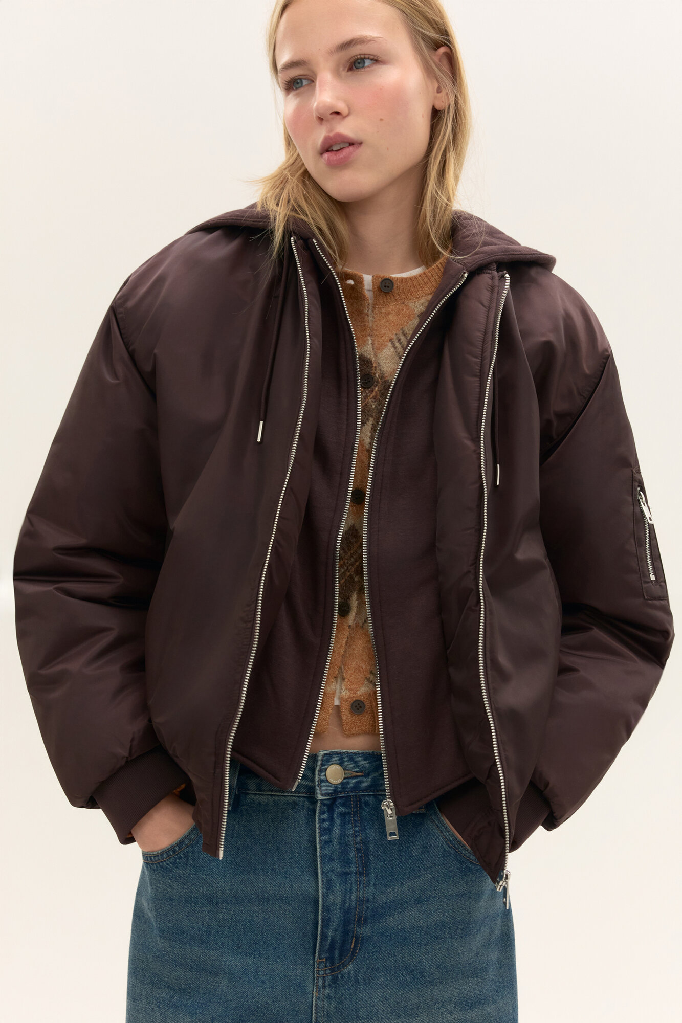 Бомбер Befree Капсула Gentle retro размер S Шоколадный