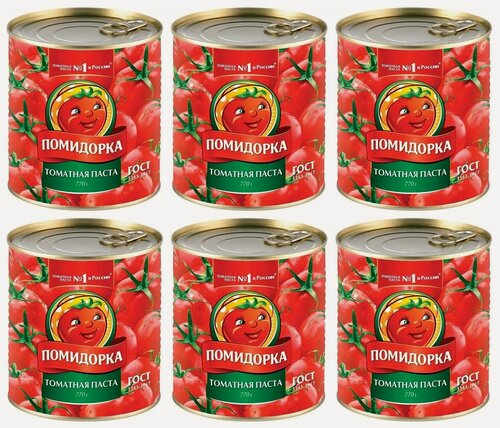 Изображение товара Паста томатная Помидорка 770 г (набор из 6 шт)