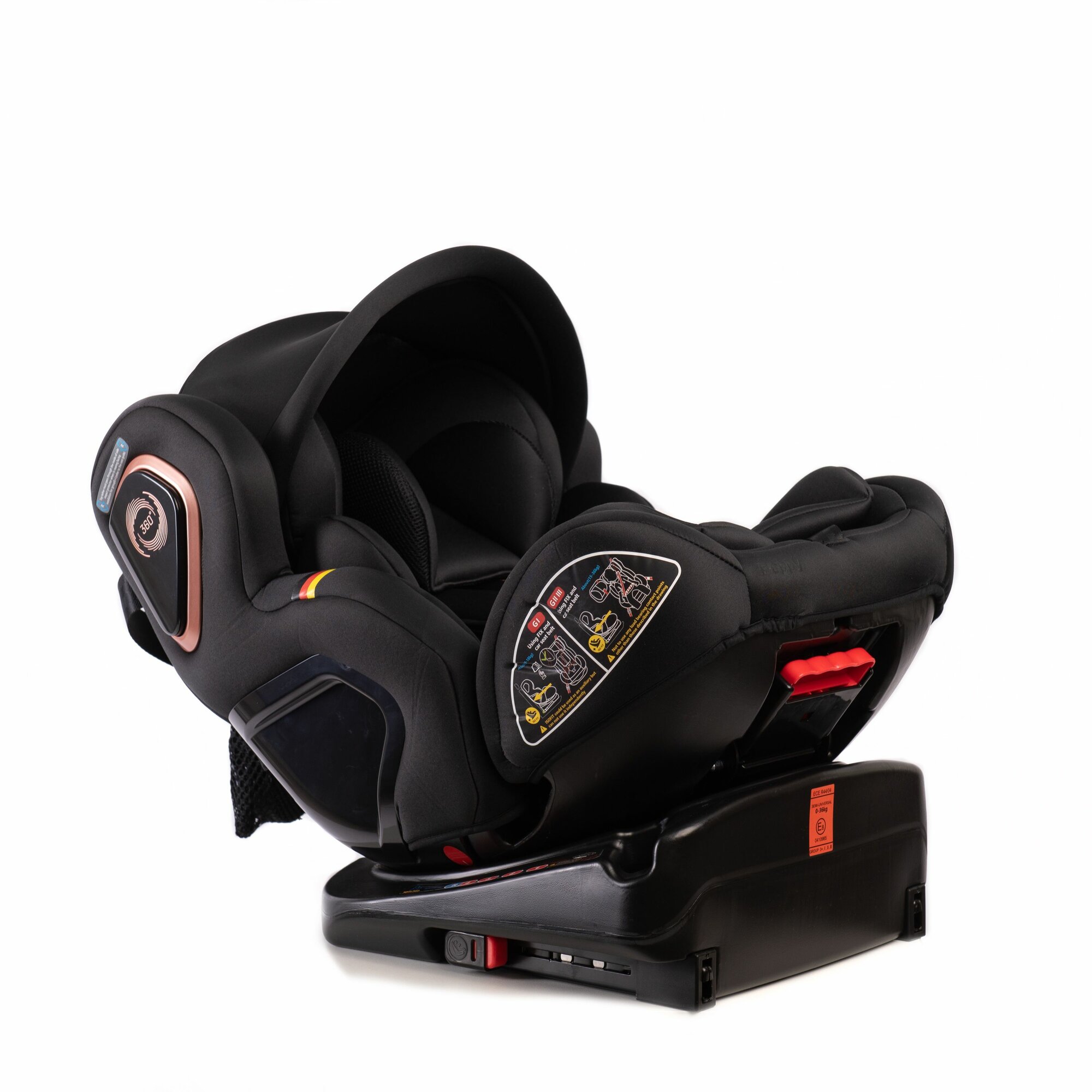 Автокресло 0-36 с вращением и козырьком Peppy Urban Isofix с рождения до 12 лет Gold black (GM0932)