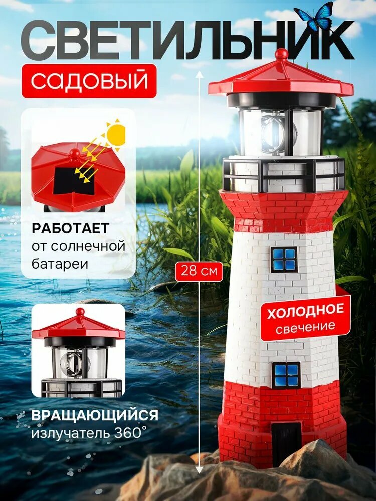 Фигурка садовая на солнечной батарее Маяк