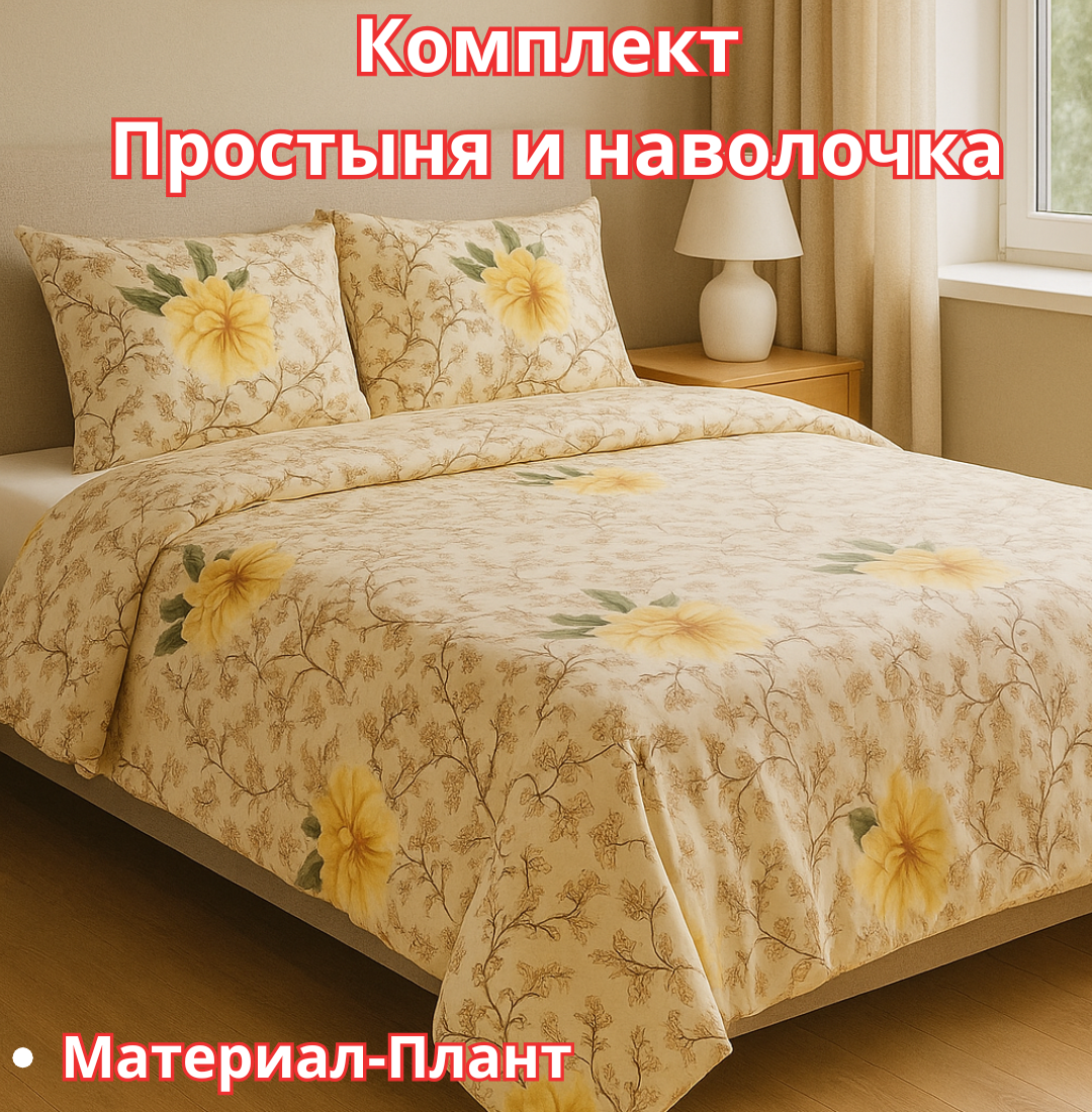 Постельное белья "Простыня и наволочка" размер евро стандарт