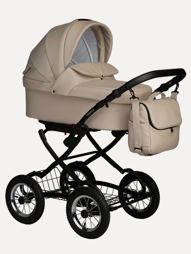 Изображение товара Коляска-люлька для новорожденных Jovola Tessa Eco Light Classic, классическая, всесезонная, Te 02 (светло бежевая кожа)