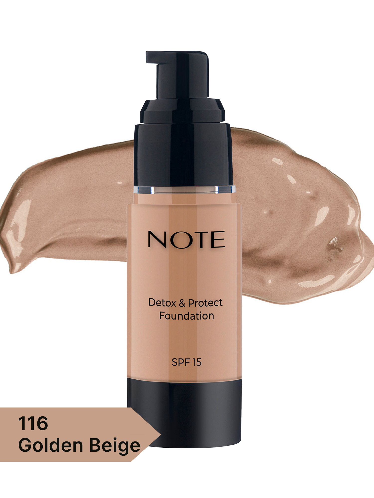 Тональный крем (Note Detox & Protect Foundation 116 golden beige SPF15, 30ml) — фото 1