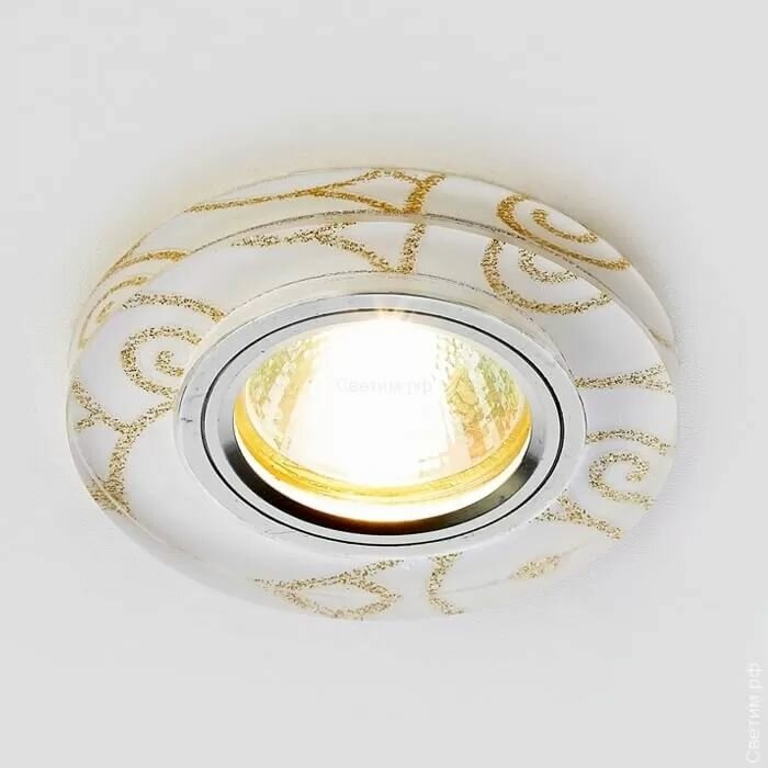 Точечный светильник Ambrella s231 wh/g в белом золотом цвете
