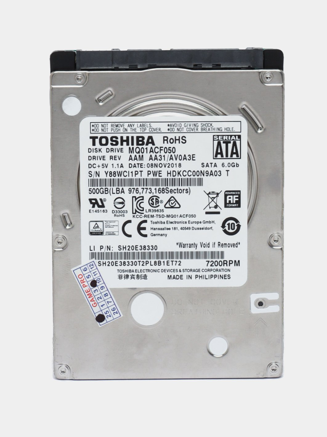 Жесткий диск Toshiba Seagete, 500ГБ, 2.5", для ноутбуков и ПК