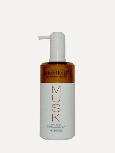 Изображение товара Шампунь для сухих, поврежденных, окрашенных волос MOCHEQI MUSK с гидролизованным кератином и маслом ШИ, 518 мл