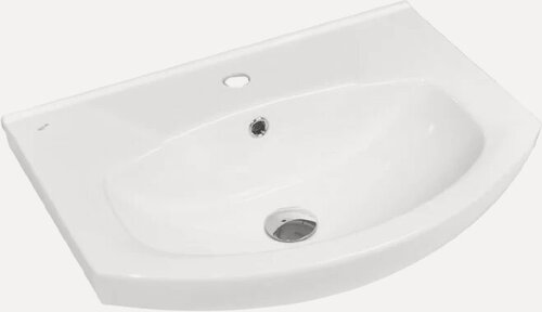 Изображение товара Мебельная раковина Rosa Элеганс 60 накладная, фаянсовая, со встроенным сливом-переливом, белая, раковина для ванной, полукруглая