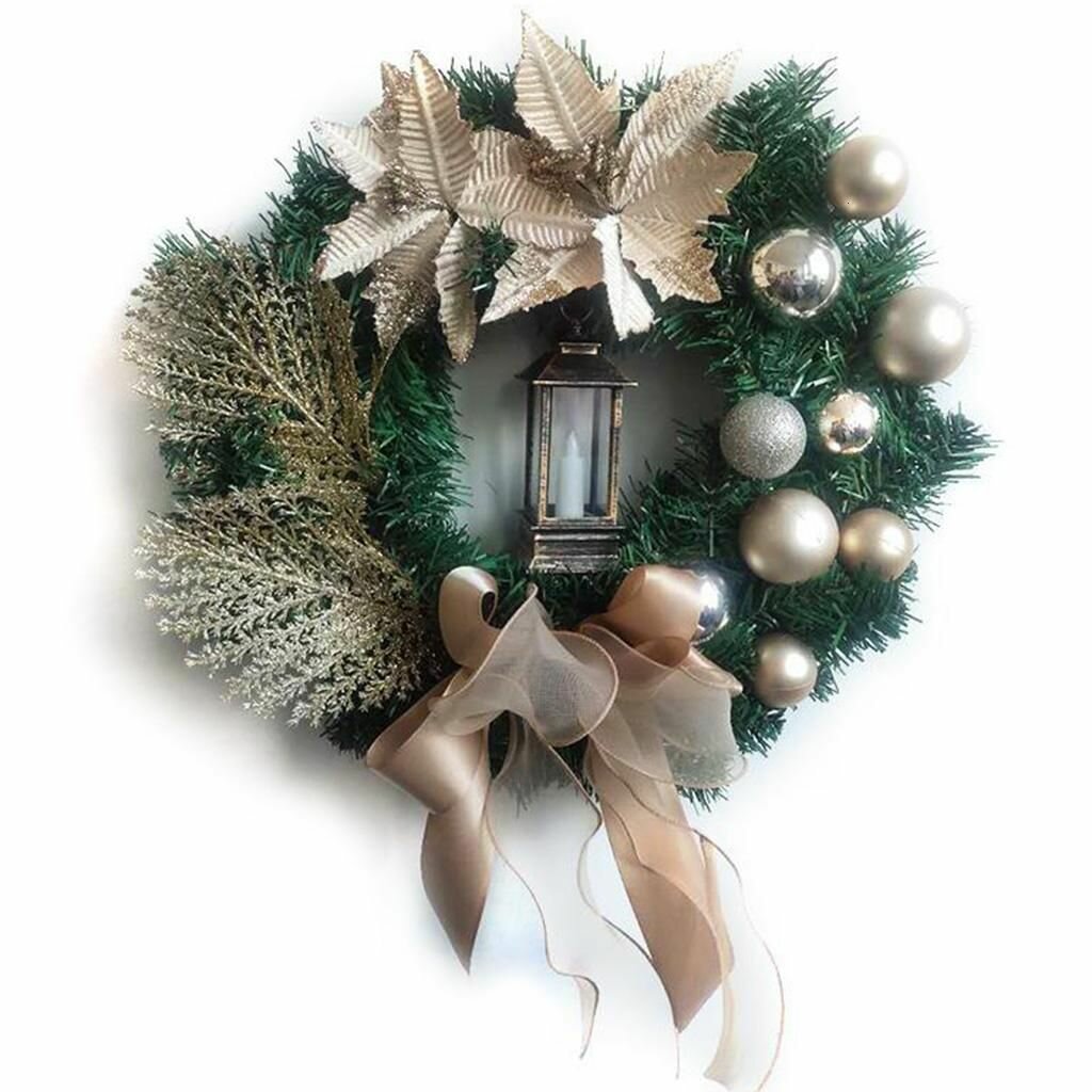 Рождественский венок-25 см-Цветок цвета шампанского