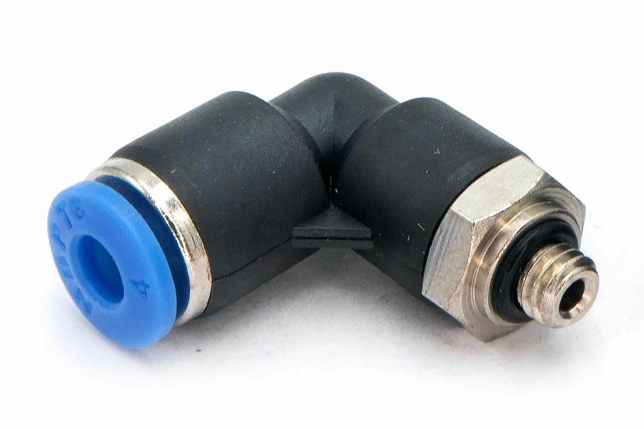 Пневмофитинг цанговый L-образный с наружной резьбой PL 4-М5х0.8