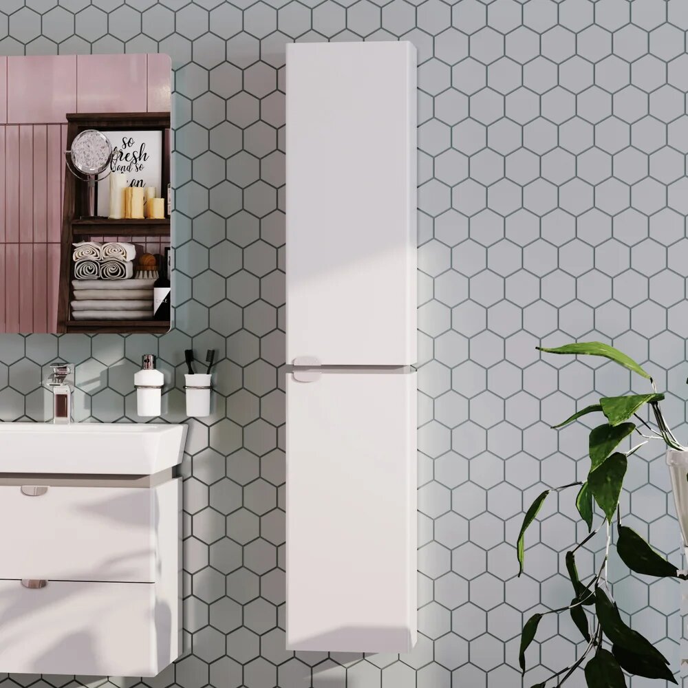 Шкаф-пенал для ванной AQUATON Скай PRO 30 см белый подвесной