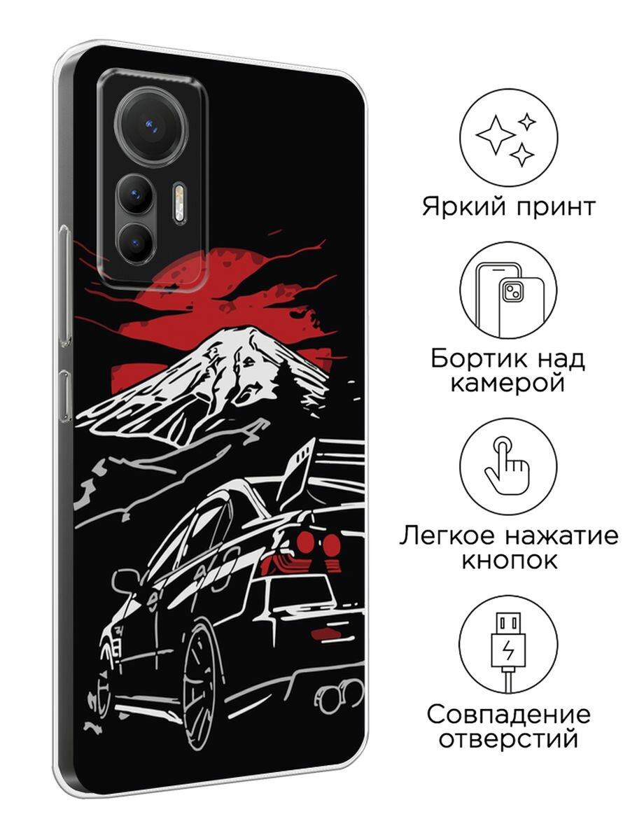 Чехол на Xiaomi 12 Lite / Сяоми 12 Лайт с принтом "Машина в горах JDM" — фото 1