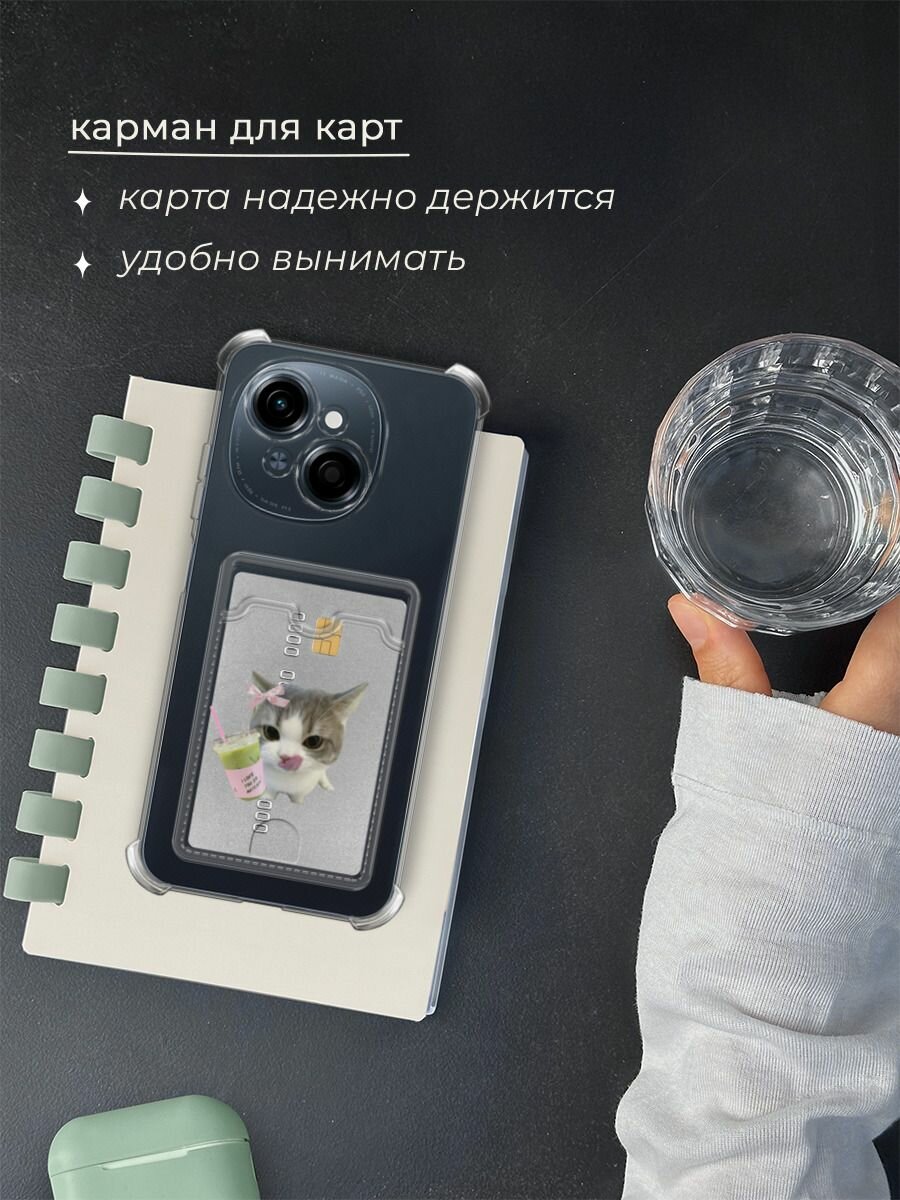 Чехол на Tecno Spark Go 1/Pop 9 (Текно Спарк Go 1/Поп 9) с картой и принтом "Котик с матчей" — фото 1