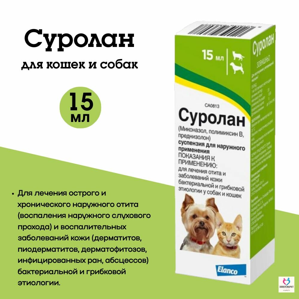Суролан суспензия для лечения отитов препарат для ушей 15 мл