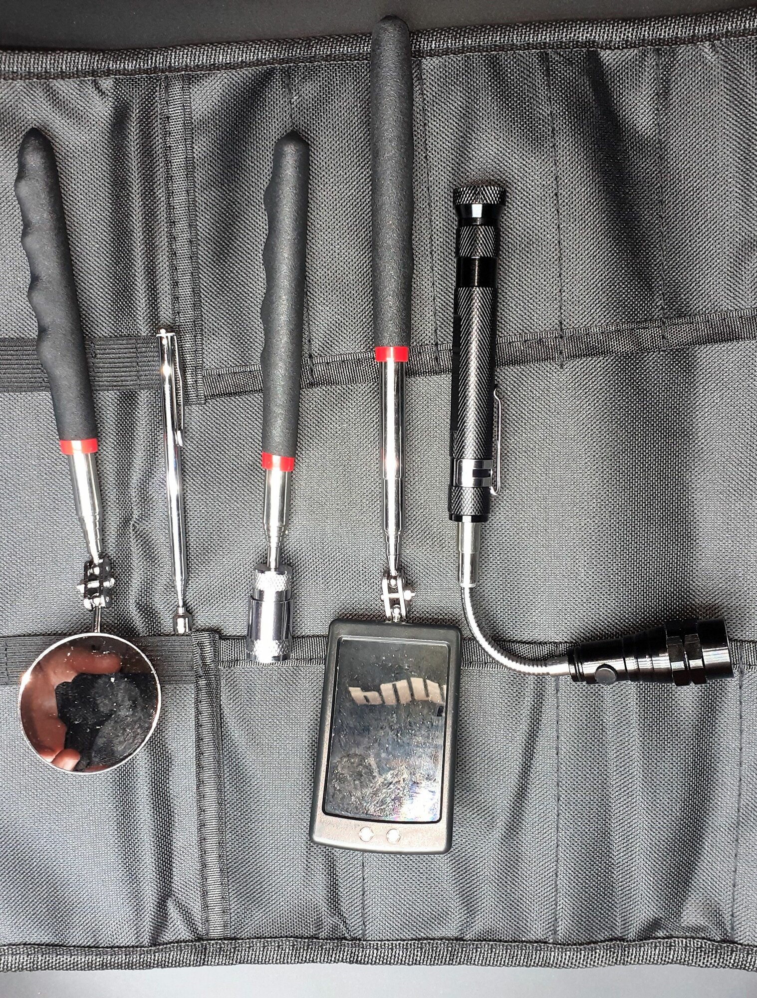 Набор телескопических магнитов и инспекционных зеркал с подсветкой/Набор для ремонта автомобиля