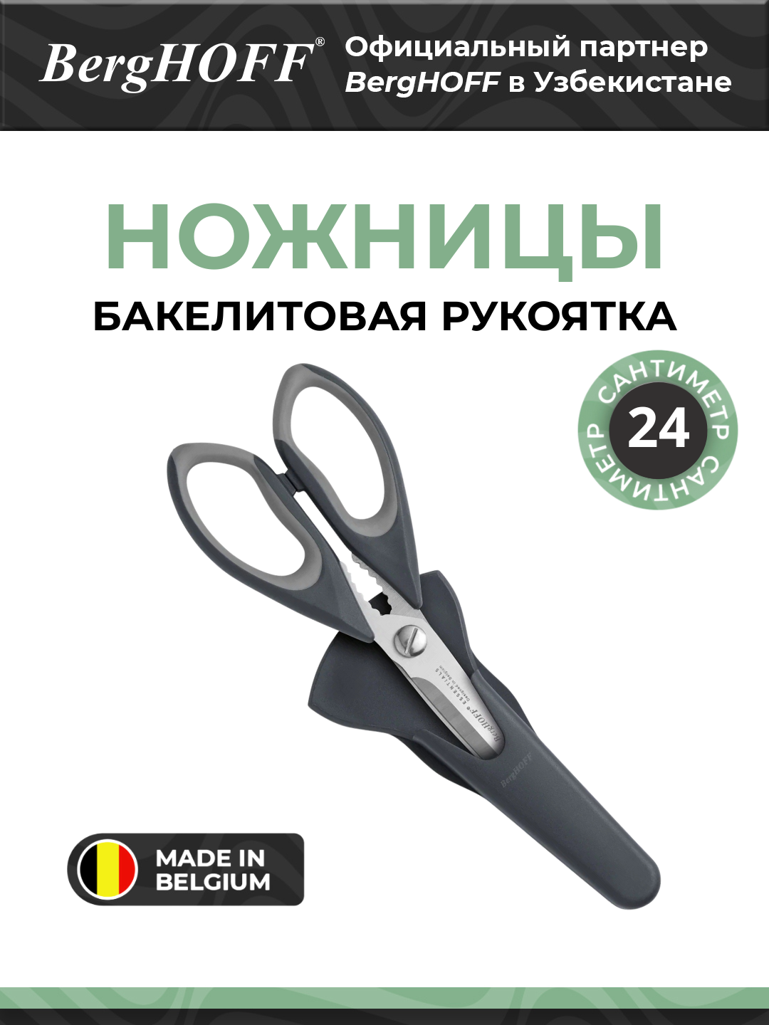 Ножницы BergHOFF 1106254, стальные лезвия, бакелитовая рукоятка, голубые