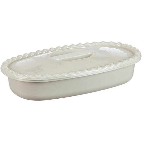 Миска Idea прямоугольная 27 л. с крышкой М 1323 белый ротанг