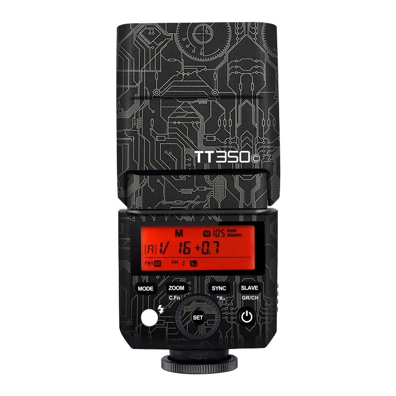 Флеш-лампа Godox TT350 с темно-золотым рисунком электрической схемы