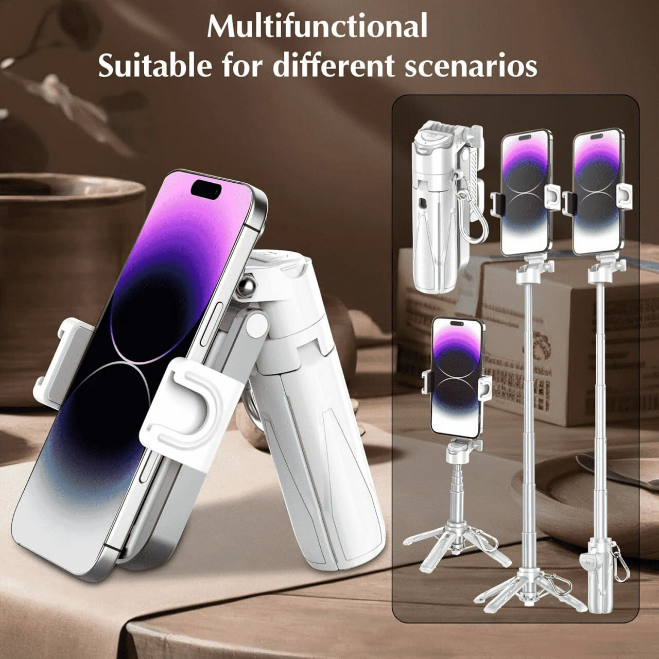 Jmary МТ-18 Мини-селфи-палка с Bluetooth-пультом *В комплект входят: штатив*1, пульт*1, брелок*1 белый