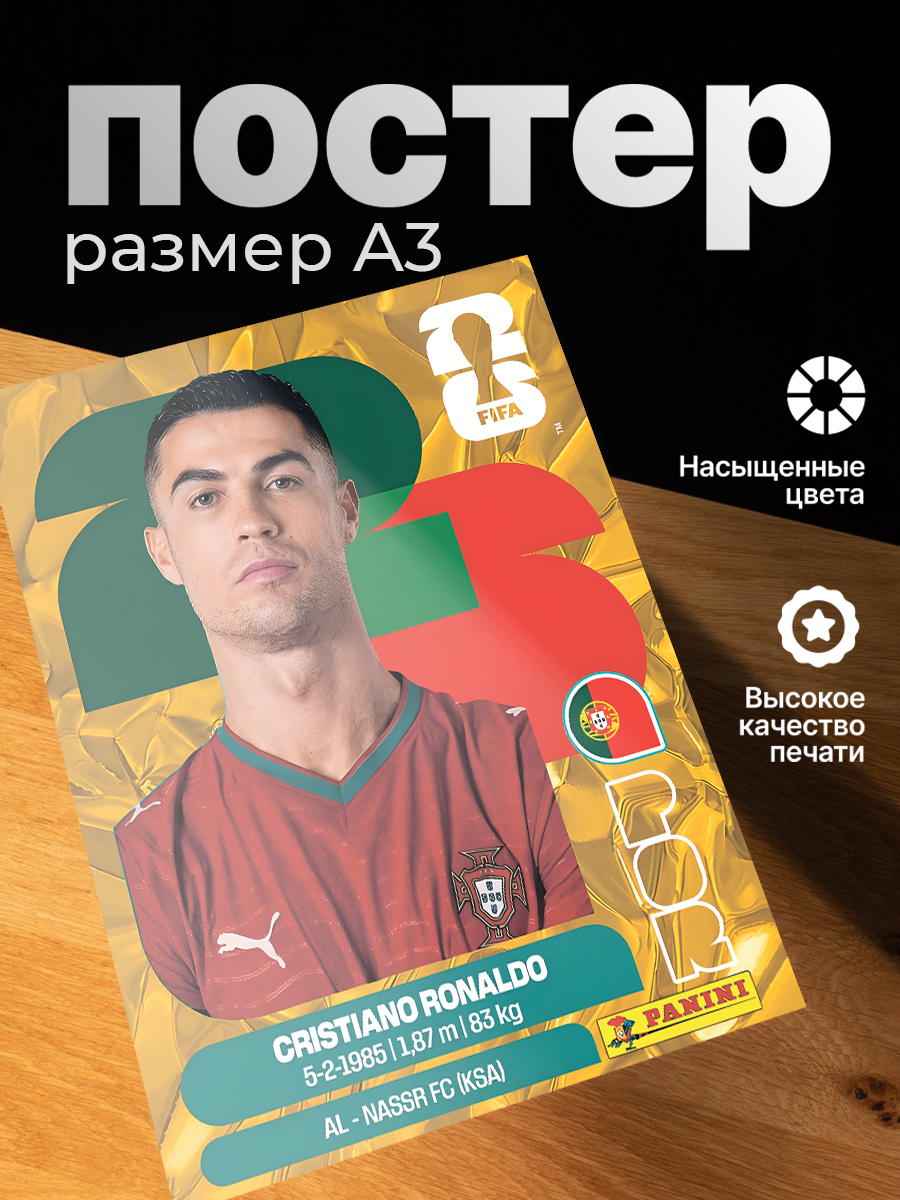 Постер ZEKEKS «Криштиану Роналду», формат А3, без рамы, 29x42 см, цифровая печать