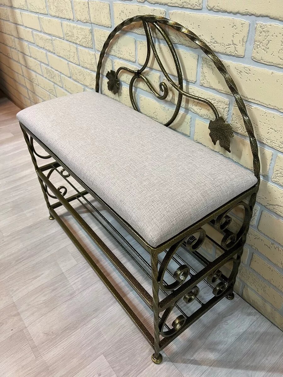 Кованая банкетка №18, Студия кованой мебели Нива, цвет бело-серый — фото 1